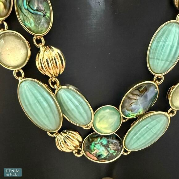 Anne Klein Gold-Tone Mixed Stone Layered Collar Necklace 16” + 3” Extender NEW - Picture 5 of 16